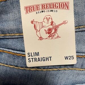 True Religion Blue Denim Slim Straight Jeans